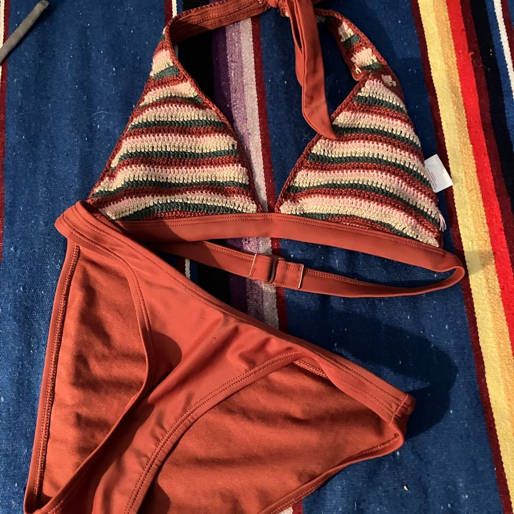 Striped Halter Bikini Set